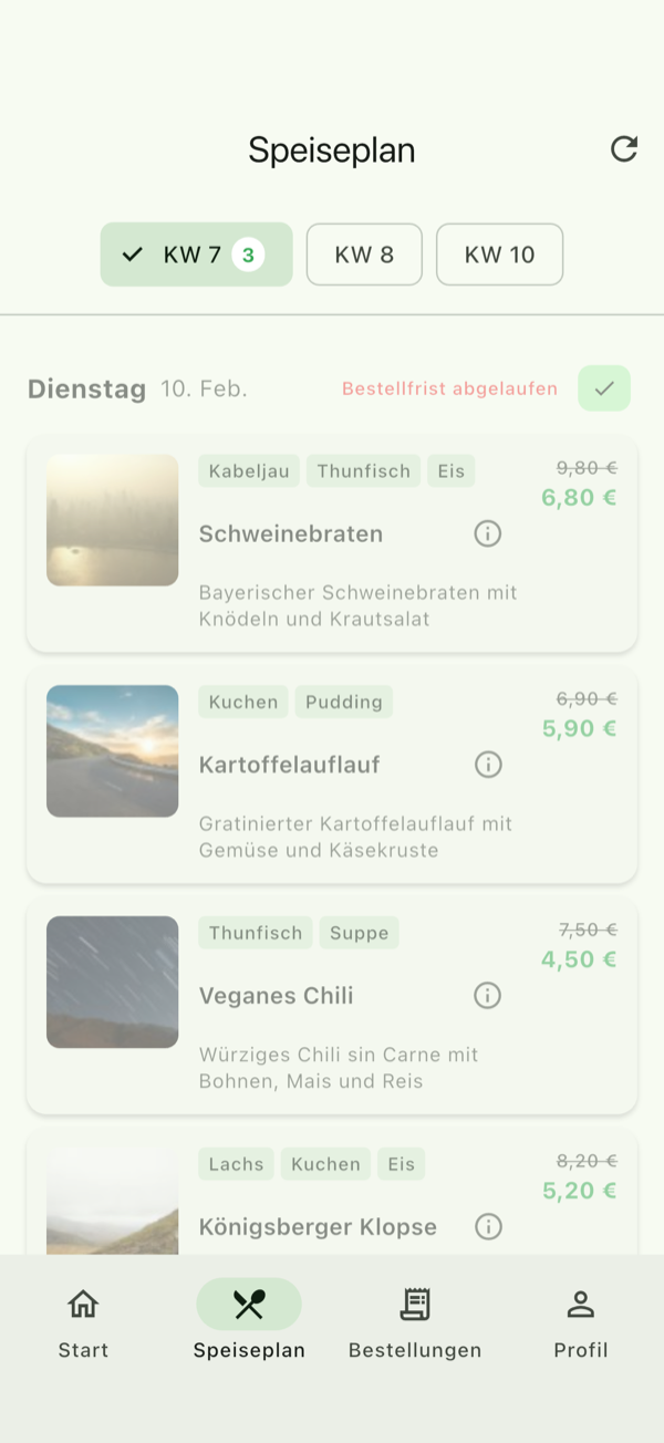 Mahlzeiten einfach bestellen
